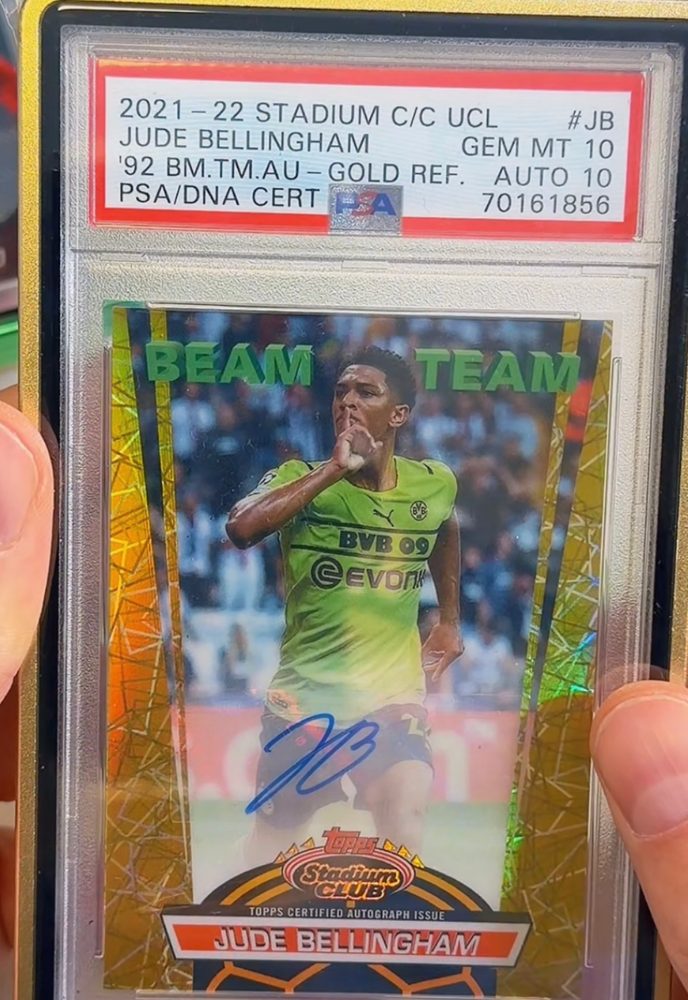 Jude Bellingham Stadium Club Chrome Beam Team Autograph Gold Refractor, PSA 10