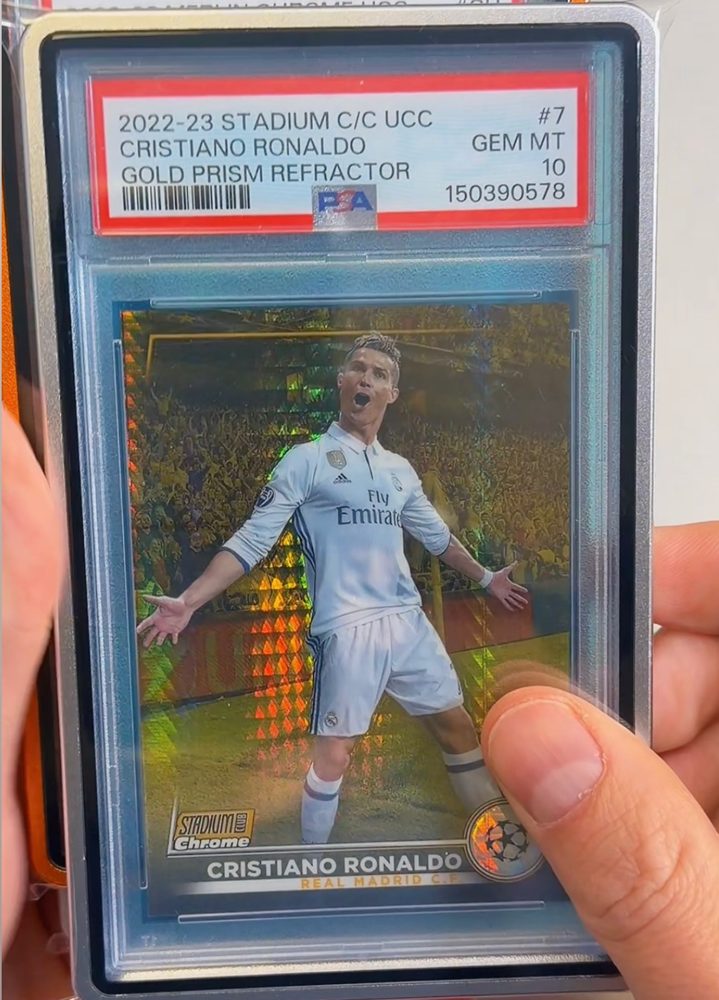 Cristiano Ronaldo Stadium Club Chrome UCC Gold Prism Refractor, PSA 10